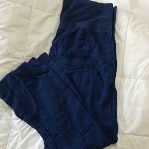 Navy linen maternity pants